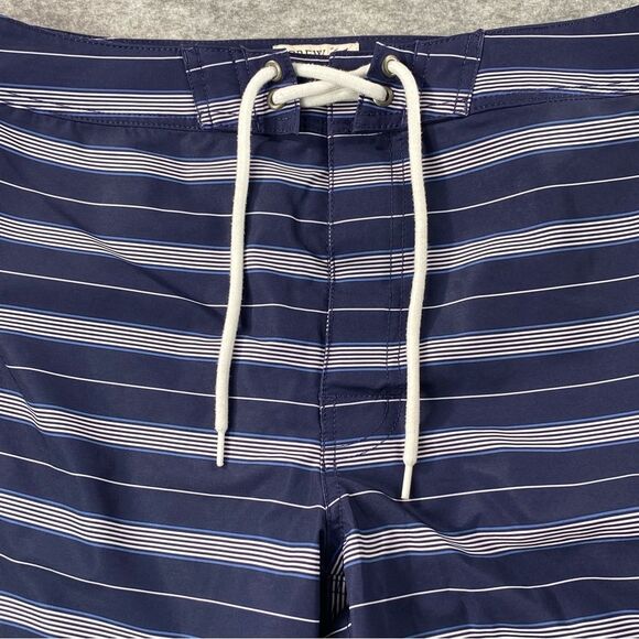 J. Crew‎ Mens Blue/Gray Striped Lined Flex Swimwear Shorts Size 33 - Picture 3 of 11